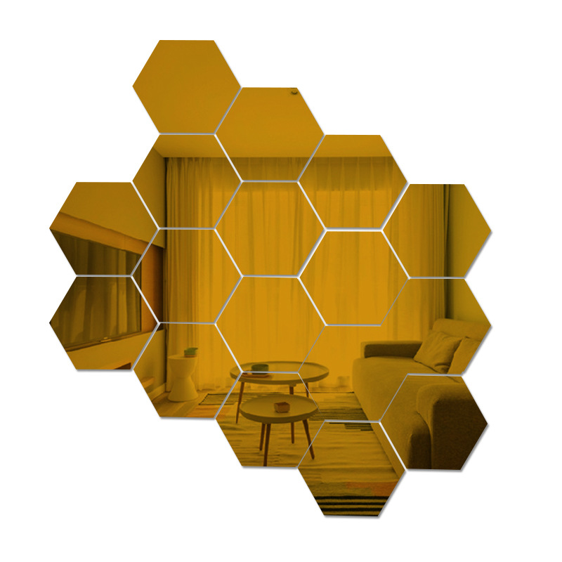 Acrylic Mirror Stereo Wall Sticker Living Room Entrance Aisle Stairs Special Decoration Stitching Mirror Sticker Hexagonal Corner