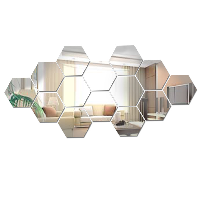 Acrylic Mirror Stereo Wall Sticker Living Room Entrance Aisle Stairs Special Decoration Stitching Mirror Sticker Hexagonal Corner