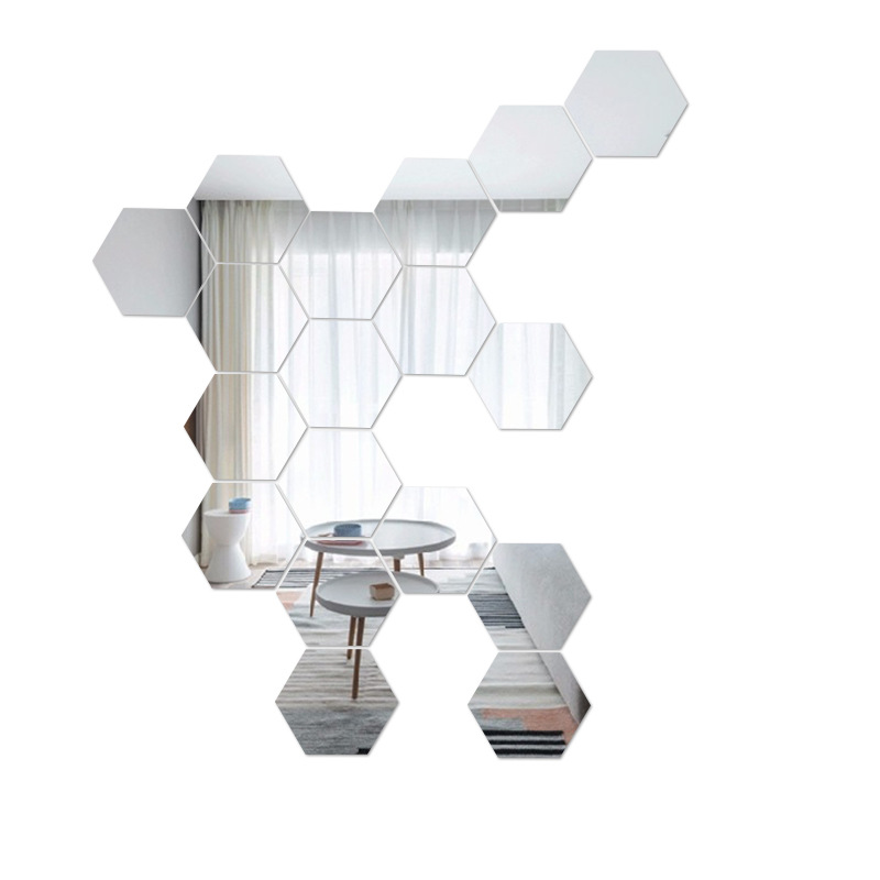 Acrylic Mirror Stereo Wall Sticker Living Room Entrance Aisle Stairs Special Decoration Stitching Mirror Sticker Hexagonal Corner
