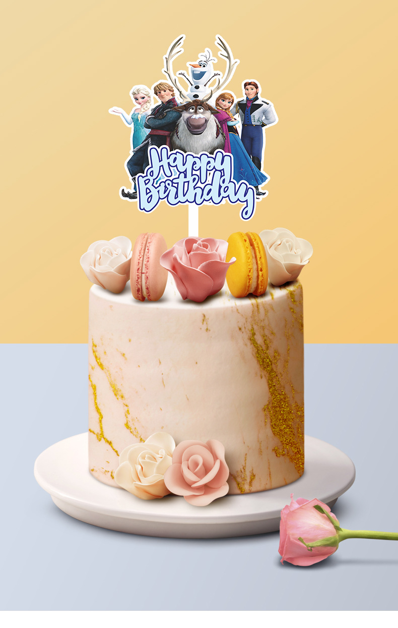 Cake Inserting Card Acrylic Color Printing Cartoon Princess Series Happy Birthday Party Gathering Baking Cake Decorations Cake Inserting Card Acrylic Color Printing Cartoon Princess Series Happy Birthday Party Gathering Baking Cake Decorations