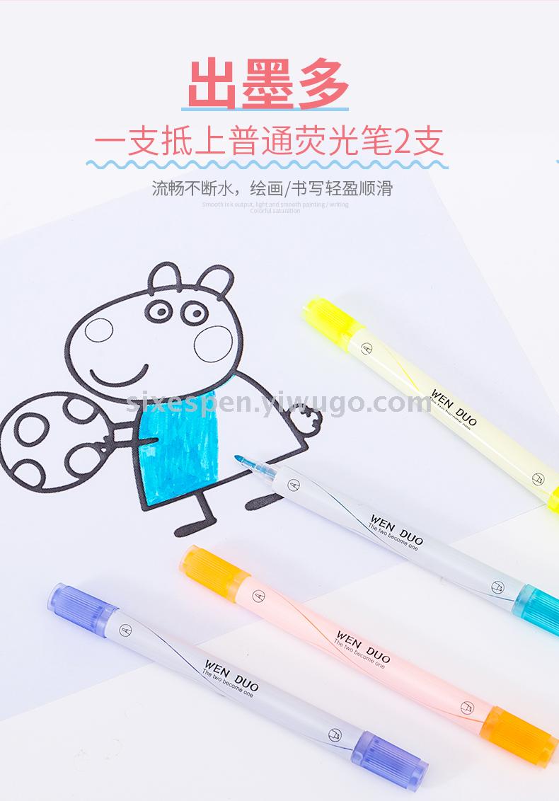Brand new material, high quality, non-toxic and environmental protection, two-headed, two-color highlighter Brand new material, high quality, non-toxic and environmental protection, two-headed, two-color highlighter