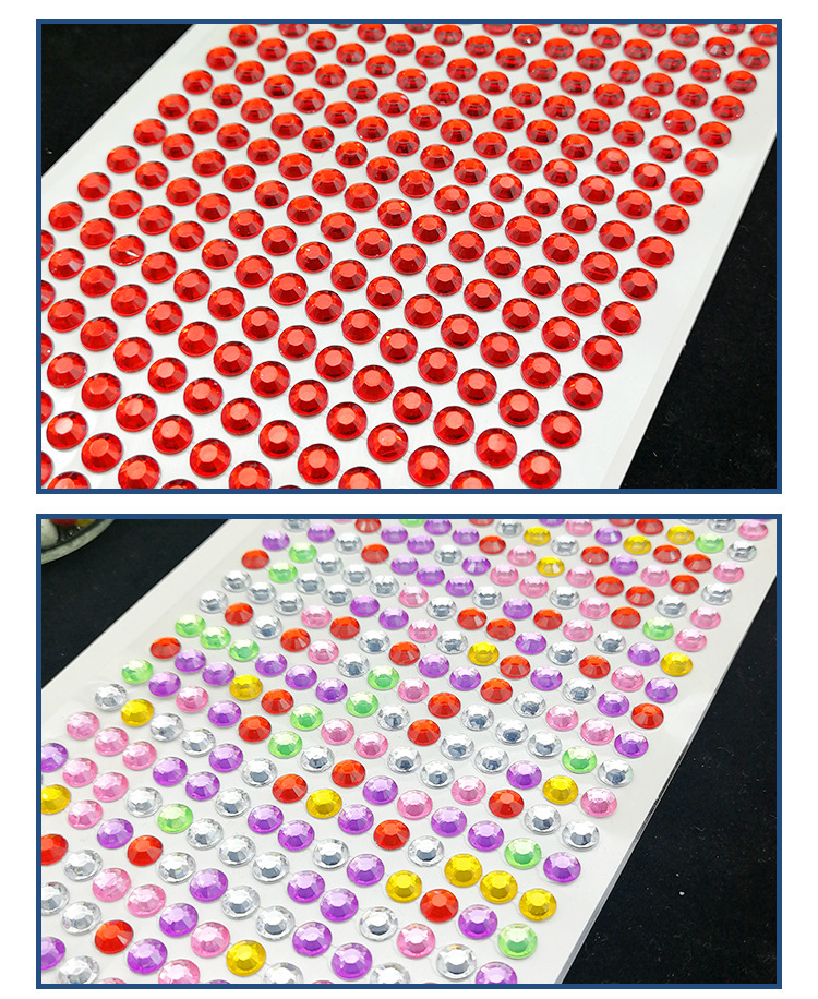 6mm 504 PCs Acrylic Drill Stickers DIY Car Mobile Phone Decoration Handmade Rhinestones Paster Gem Stickers Stage Makeup