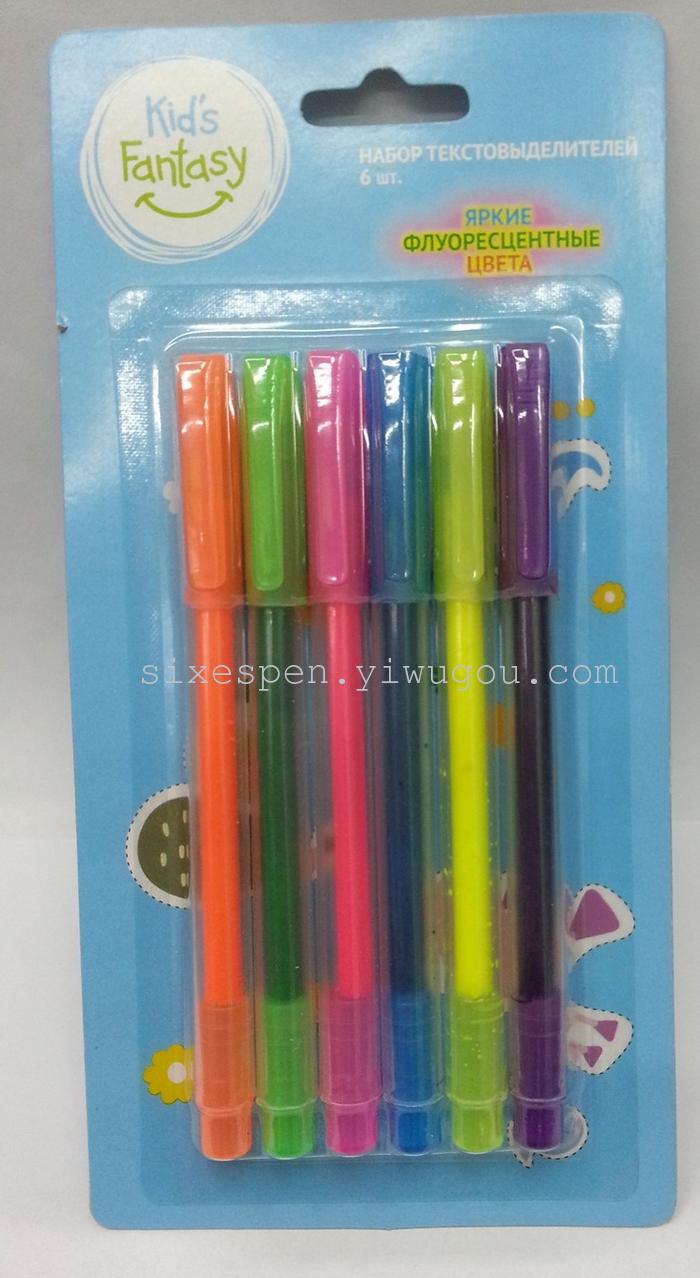 4 PCs blister card highlighter for  supermarket stationery 180 fluorescent  pen 