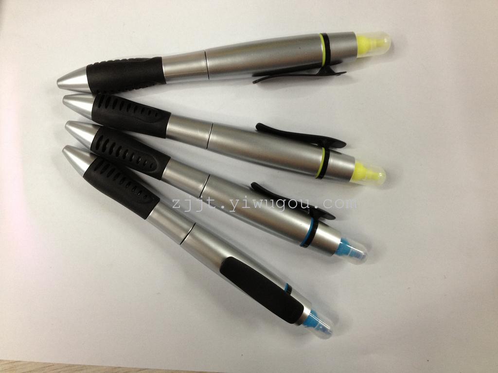 New Korean twin tip pen silver pole fluorescent pen cute flower bar highlighter