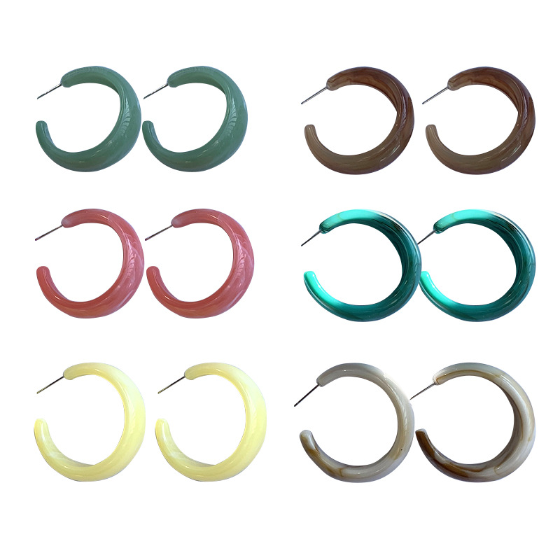 Sterling Silver Needle Fashion Temperament Acetate Acrylic Vintage Earrings Popular Exaggerated Oversized Sweet Earrings Earrings Korean Style