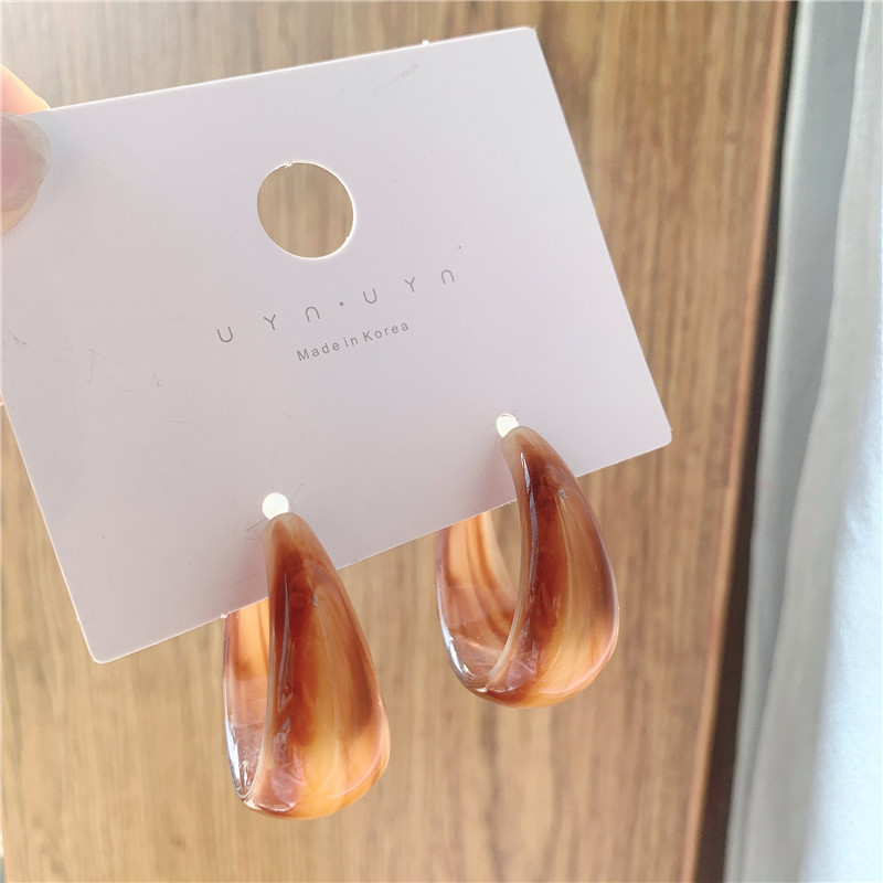 Sterling Silver Needle Fashion Temperament Acetate Acrylic Vintage Earrings Popular Exaggerated Oversized Sweet Earrings Earrings Korean Style