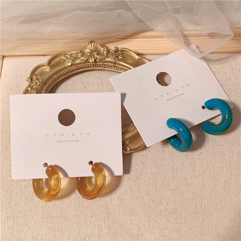 Sterling Silver Needle Fashion Temperament Acetate Acrylic Vintage Earrings Popular Exaggerated Oversized Sweet Earrings Earrings Korean Style