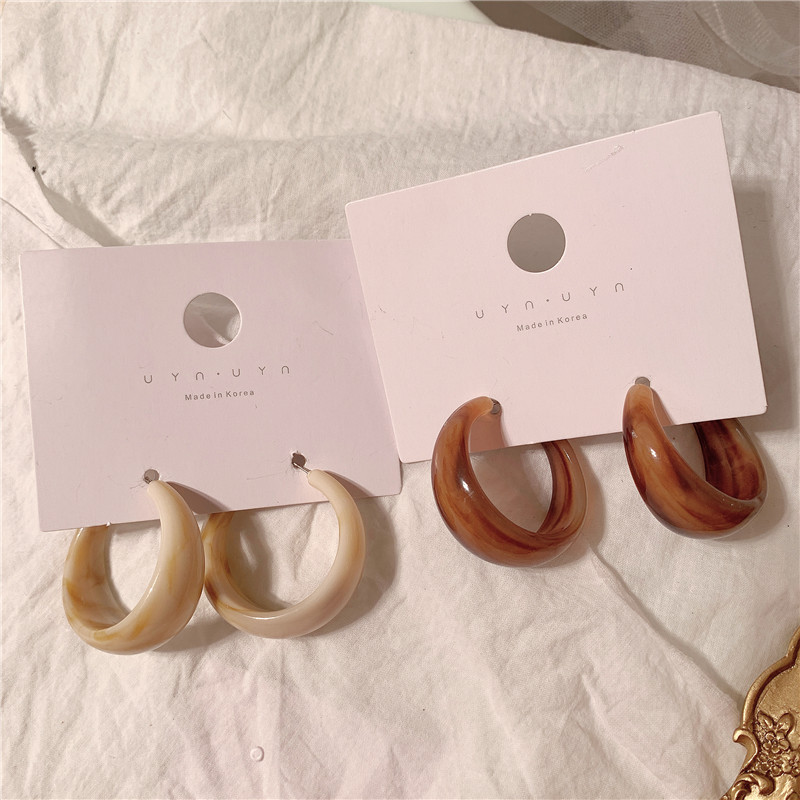 Sterling Silver Needle Fashion Temperament Acetate Acrylic Vintage Earrings Popular Exaggerated Oversized Sweet Earrings Earrings Korean Style