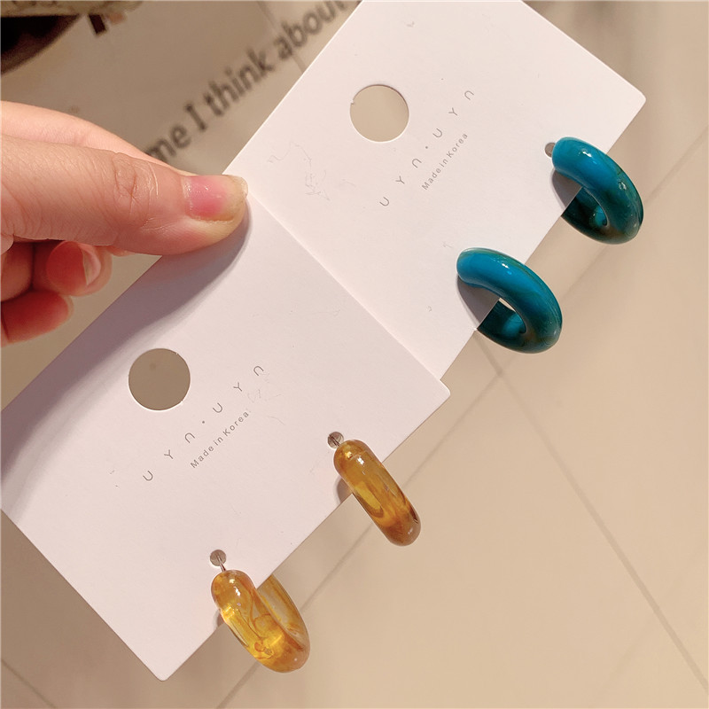 Sterling Silver Needle Fashion Temperament Acetate Acrylic Vintage Earrings Popular Exaggerated Oversized Sweet Earrings Earrings Korean Style