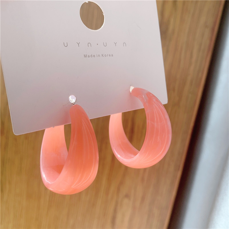 Sterling Silver Needle Fashion Temperament Acetate Acrylic Vintage Earrings Popular Exaggerated Oversized Sweet Earrings Earrings Korean Style