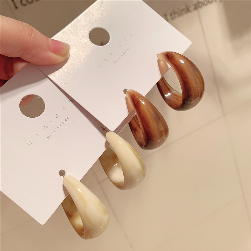 Sterling Silver Needle Fashion Temperament Acetate Acrylic Vintage Earrings Popular Exaggerated Oversized Sweet Earrings Earrings Korean Style