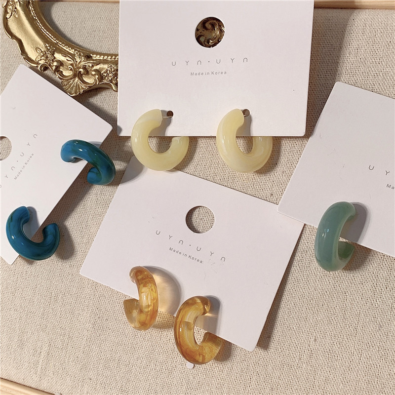 Sterling Silver Needle Fashion Temperament Acetate Acrylic Vintage Earrings Popular Exaggerated Oversized Sweet Earrings Earrings Korean Style