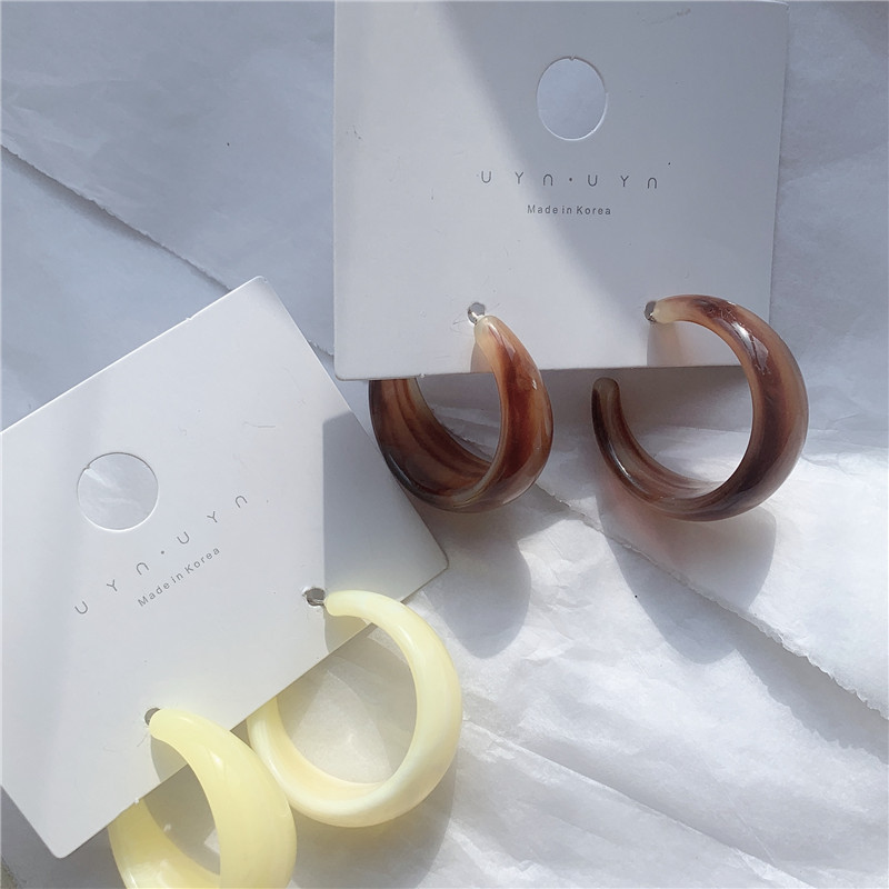 Sterling Silver Needle Fashion Temperament Acetate Acrylic Vintage Earrings Popular Exaggerated Oversized Sweet Earrings Earrings Korean Style