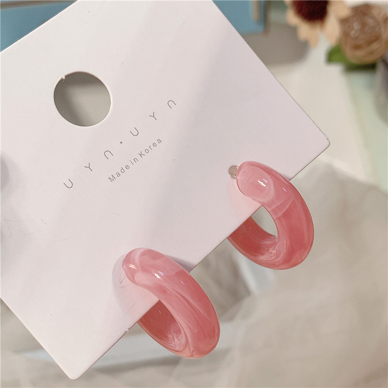 Sterling Silver Needle Fashion Temperament Acetate Acrylic Vintage Earrings Popular Exaggerated Oversized Sweet Earrings Earrings Korean Style