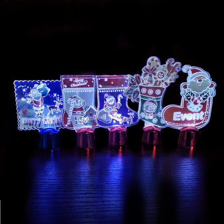 Factory Wholesale Acrylic Shoes Christmas Creative Decoration Home Desktop Decoration Led Luminous 3D Small Night Lamp