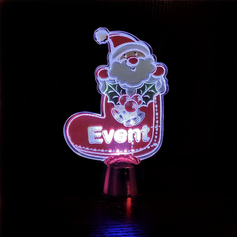 Factory Wholesale Acrylic Shoes Christmas Creative Decoration Home Desktop Decoration Led Luminous 3D Small Night Lamp