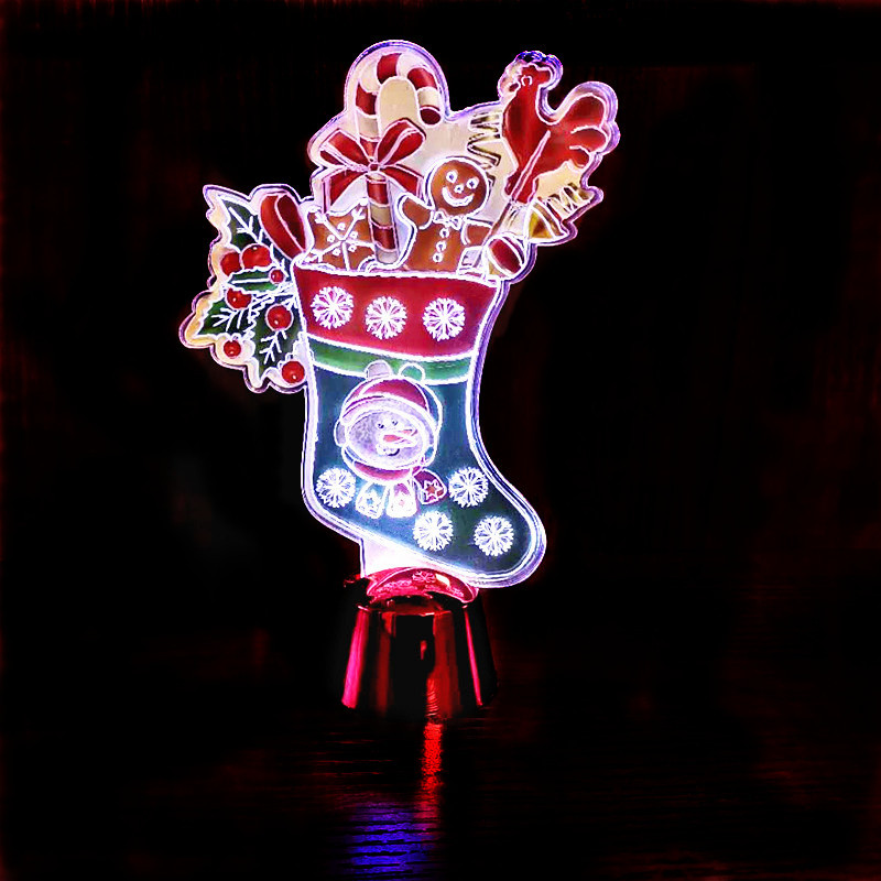 Factory Wholesale Acrylic Shoes Christmas Creative Decoration Home Desktop Decoration Led Luminous 3D Small Night Lamp