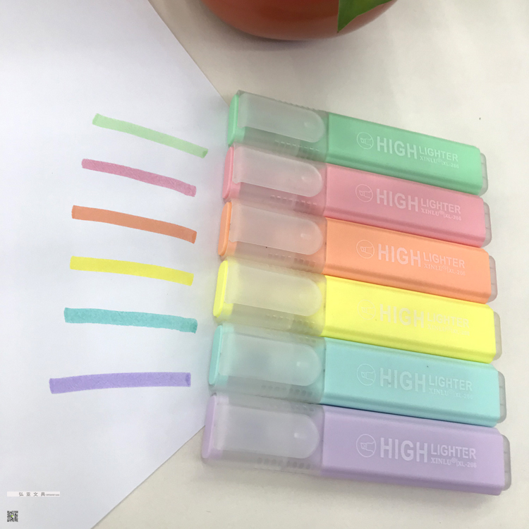 Mini Macaron Light Highlighter Eye Protection Candy Color 6-Color Set Fluorescent Mark Marker Pen