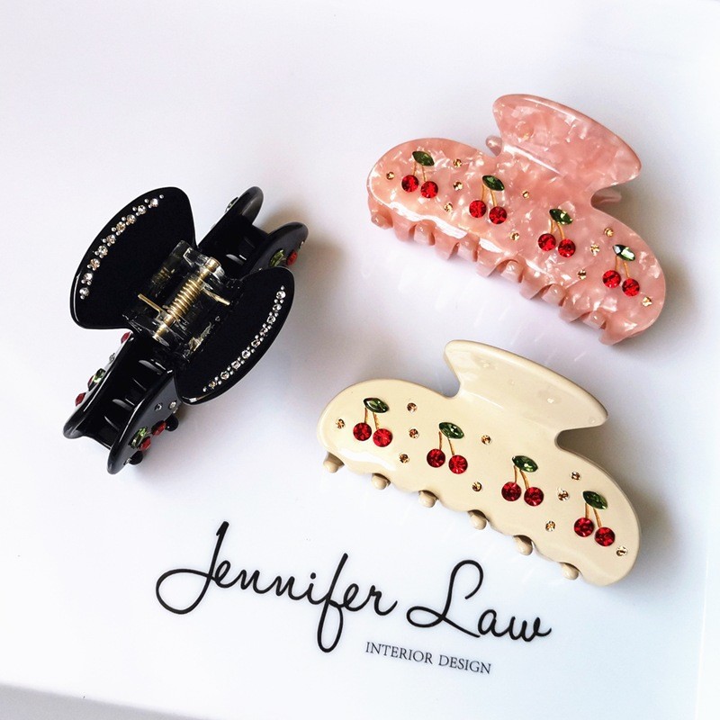European and American Hair Accessories Women&#039;s Foreign Trade Barrettes Black and White Plaid Head Clip Updo Large Size Acetate Acrylic Grip Back Head Hair Claw