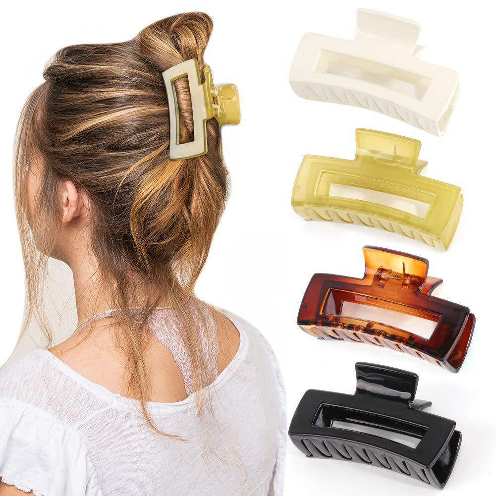 European and American Hair Accessories Women's Foreign Trade Barrettes Black and White Plaid Head Clip Updo Large Size Acetate Acrylic Grip Back Head Hair Claw