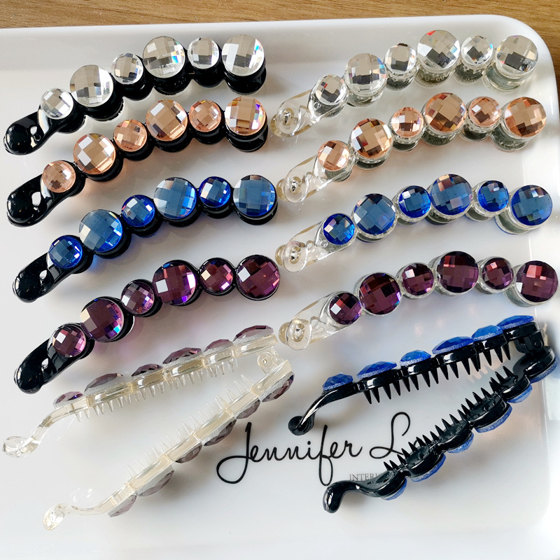 European and American Hair Accessories Women's Foreign Trade Barrettes Black and White Plaid Head Clip Updo Large Size Acetate Acrylic Grip Back Head Hair Claw