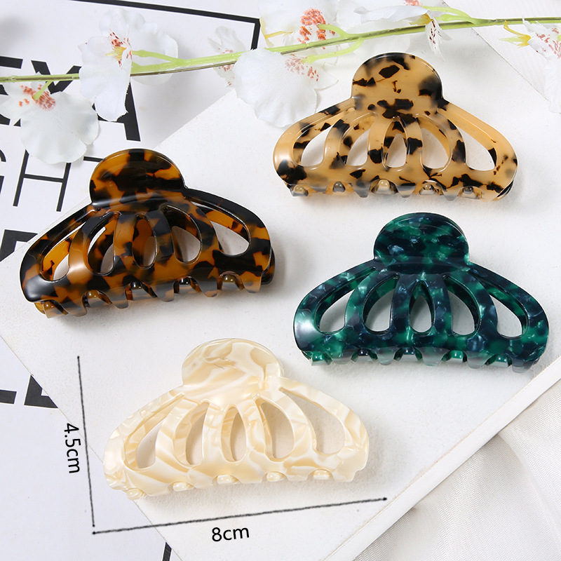 European and American Hair Accessories Women's Foreign Trade Barrettes Black and White Plaid Head Clip Updo Large Size Acetate Acrylic Grip Back Head Hair Claw