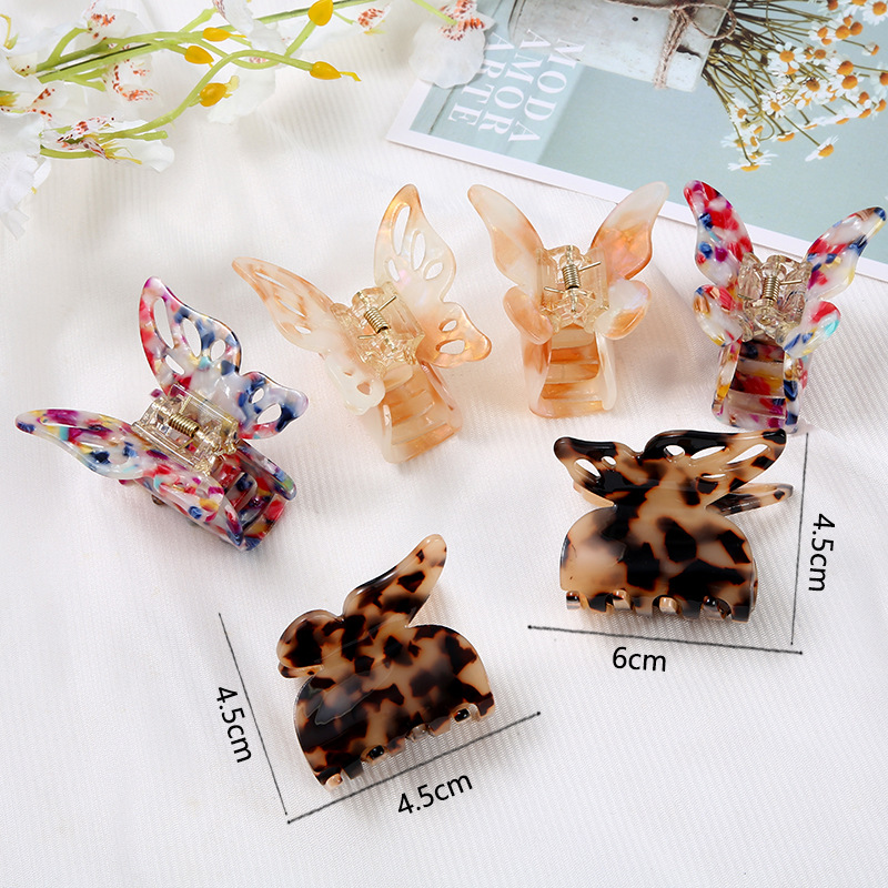 European and American Hair Accessories Women's Foreign Trade Barrettes Black and White Plaid Head Clip Updo Large Size Acetate Acrylic Grip Back Head Hair Claw