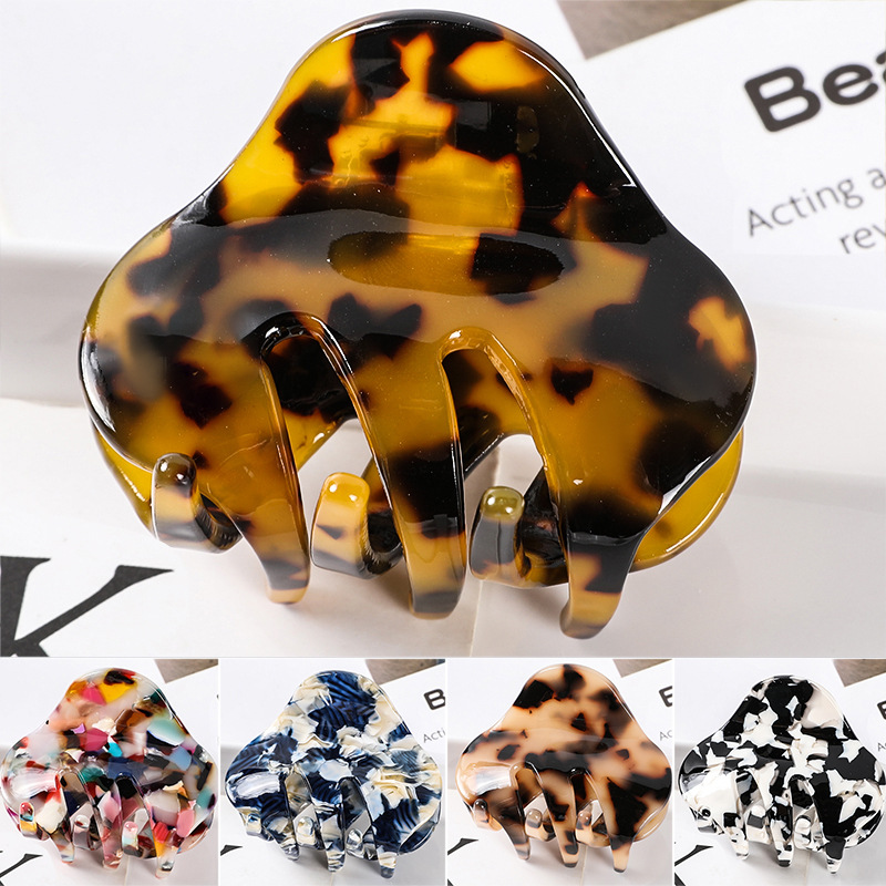 European and American Hair Accessories Women's Foreign Trade Barrettes Black and White Plaid Head Clip Updo Large Size Acetate Acrylic Grip Back Head Hair Claw