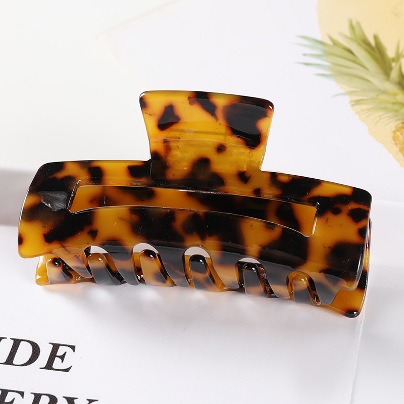 European and American Hair Accessories Women's Foreign Trade Barrettes Black and White Plaid Head Clip Updo Large Size Acetate Acrylic Grip Back Head Hair Claw