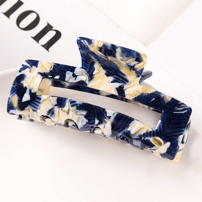 European and American Hair Accessories Women's Foreign Trade Barrettes Black and White Plaid Head Clip Updo Large Size Acetate Acrylic Grip Back Head Hair Claw