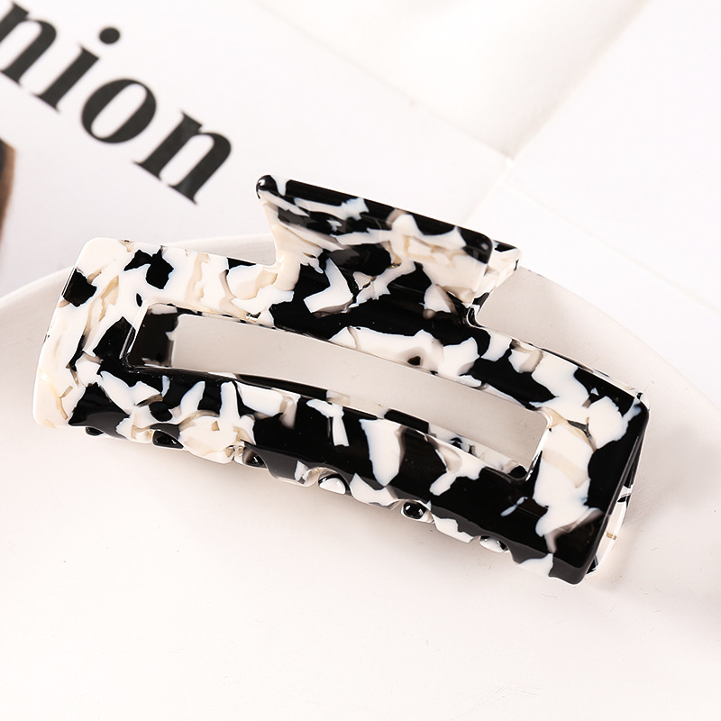 European and American Hair Accessories Women's Foreign Trade Barrettes Black and White Plaid Head Clip Updo Large Size Acetate Acrylic Grip Back Head Hair Claw