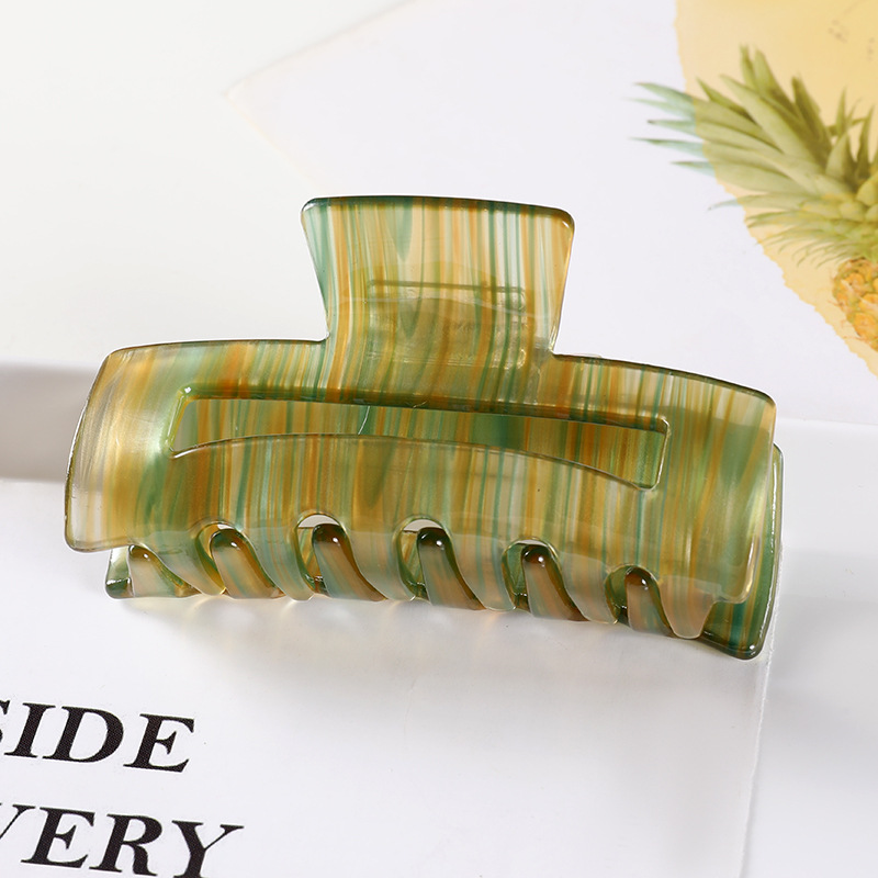 European and American Hair Accessories Women's Foreign Trade Barrettes Black and White Plaid Head Clip Updo Large Size Acetate Acrylic Grip Back Head Hair Claw