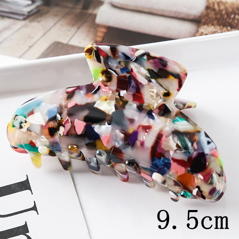 European and American Hair Accessories Women's Foreign Trade Barrettes Black and White Plaid Head Clip Updo Large Size Acetate Acrylic Grip Back Head Hair Claw