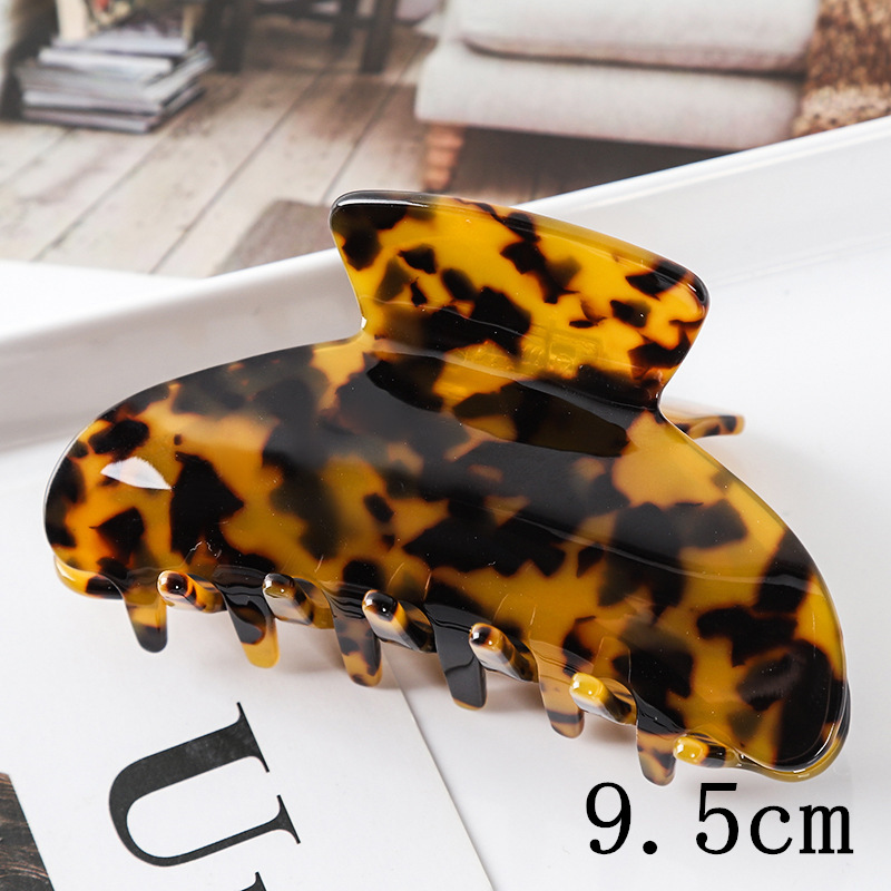 European and American Hair Accessories Women's Foreign Trade Barrettes Black and White Plaid Head Clip Updo Large Size Acetate Acrylic Grip Back Head Hair Claw