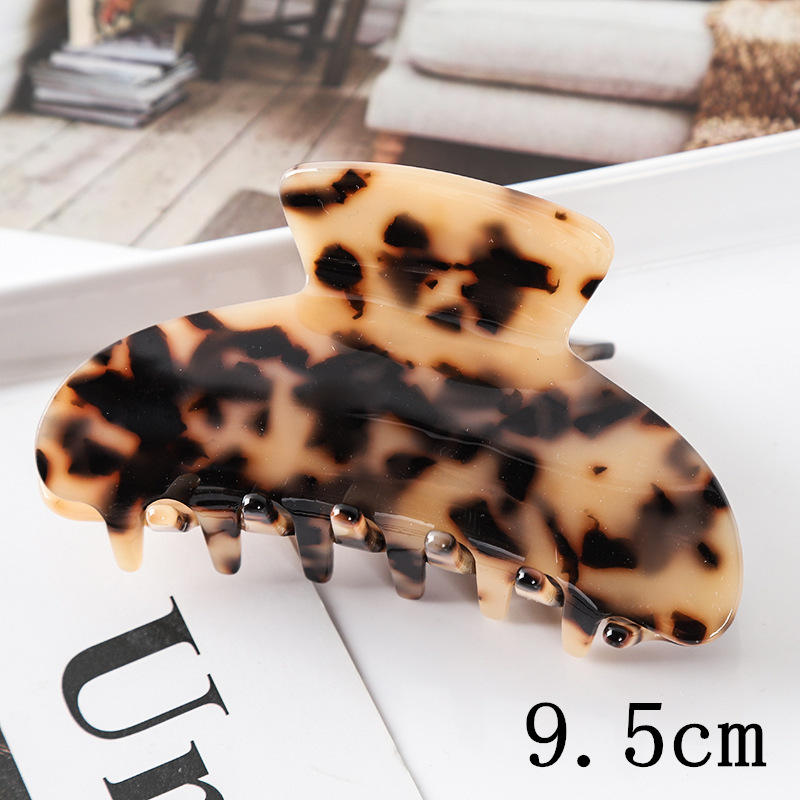 European and American Hair Accessories Women's Foreign Trade Barrettes Black and White Plaid Head Clip Updo Large Size Acetate Acrylic Grip Back Head Hair Claw