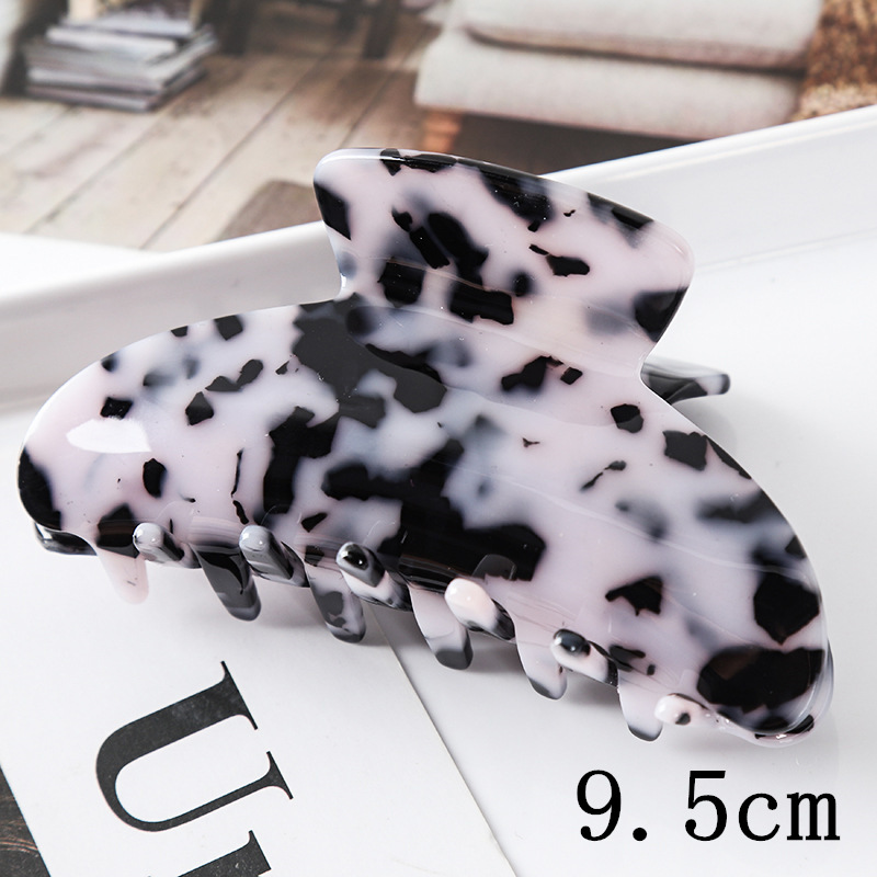 European and American Hair Accessories Women's Foreign Trade Barrettes Black and White Plaid Head Clip Updo Large Size Acetate Acrylic Grip Back Head Hair Claw
