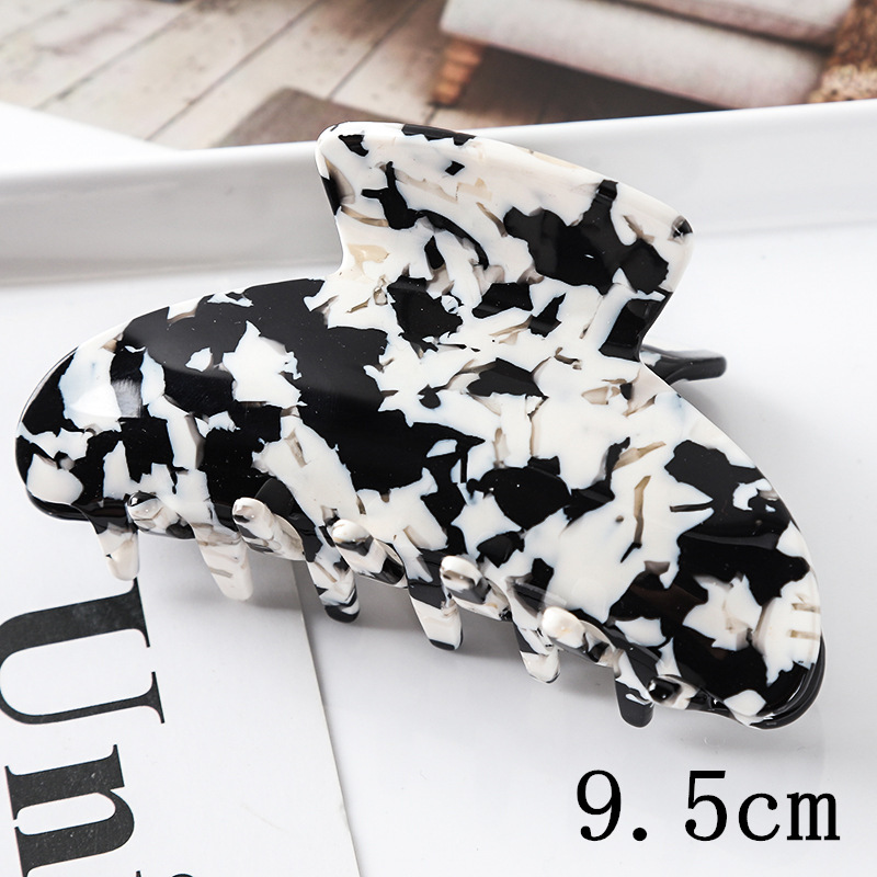 European and American Hair Accessories Women's Foreign Trade Barrettes Black and White Plaid Head Clip Updo Large Size Acetate Acrylic Grip Back Head Hair Claw