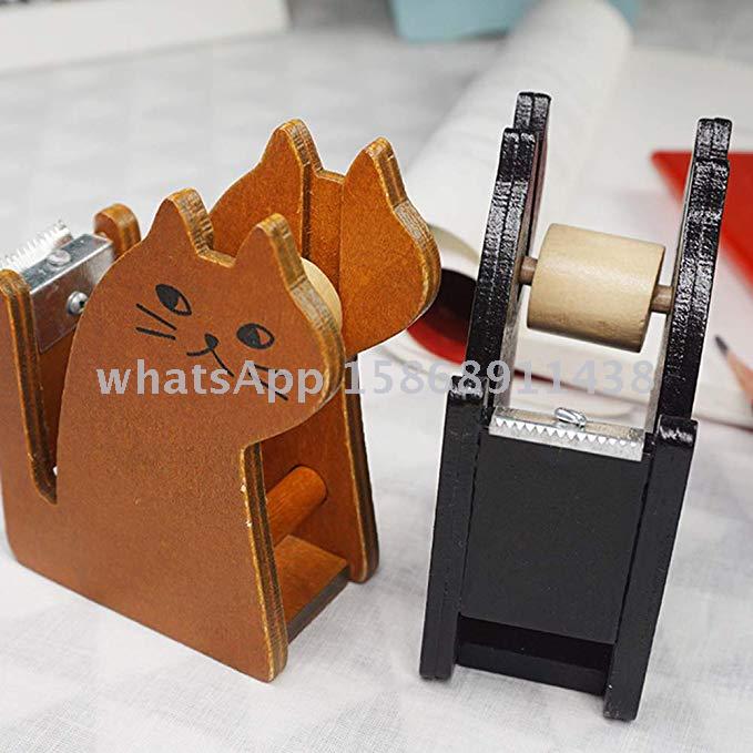Slingifts Wooden Cute Tape Dispenser Vintage Style Kitty Tape Cutter, Mini Tape Cutting Holder for Home Office Desktop Slingifts Wooden Cute Tape Dispenser Vintage Style Kitty Tape Cutter, Mini Tape Cutting Holder for Home Office Desktop