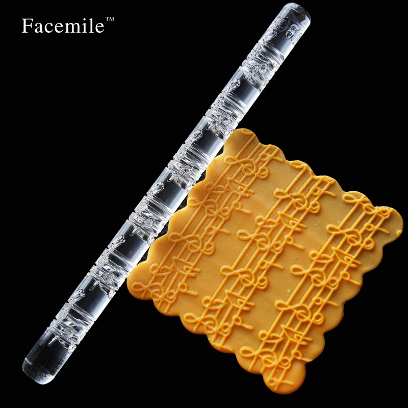 16x1cm Fondant Acrylic Printing Rolling Pin Notes Transparent Rolling Pin Pastry Baking Tool