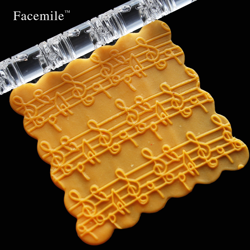 16x1cm Fondant Acrylic Printing Rolling Pin Notes Transparent Rolling Pin Pastry Baking Tool
