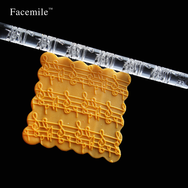 16x1cm Fondant Acrylic Printing Rolling Pin Notes Transparent Rolling Pin Pastry Baking Tool