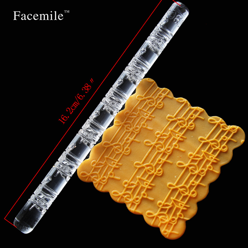 16x1cm Fondant Acrylic Printing Rolling Pin Notes Transparent Rolling Pin Pastry Baking Tool
