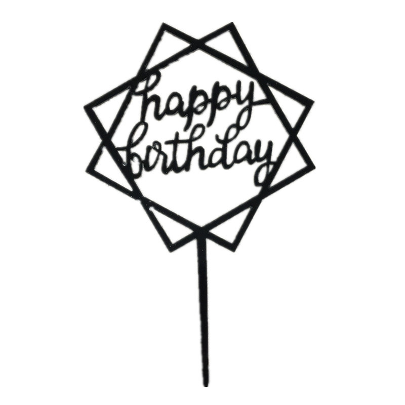 Baking Birthday Cake Decorative Insertion Decoration 10 PCs Happy Birthday English Acrylic Cake Insertion Plug-in