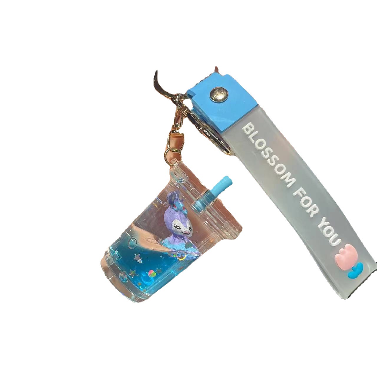 Oil Liquid Cartoon Cute Star Delu Keychain Pendant Quicksand Creative Acrylic Milky Tea Cup Drifting Bottle