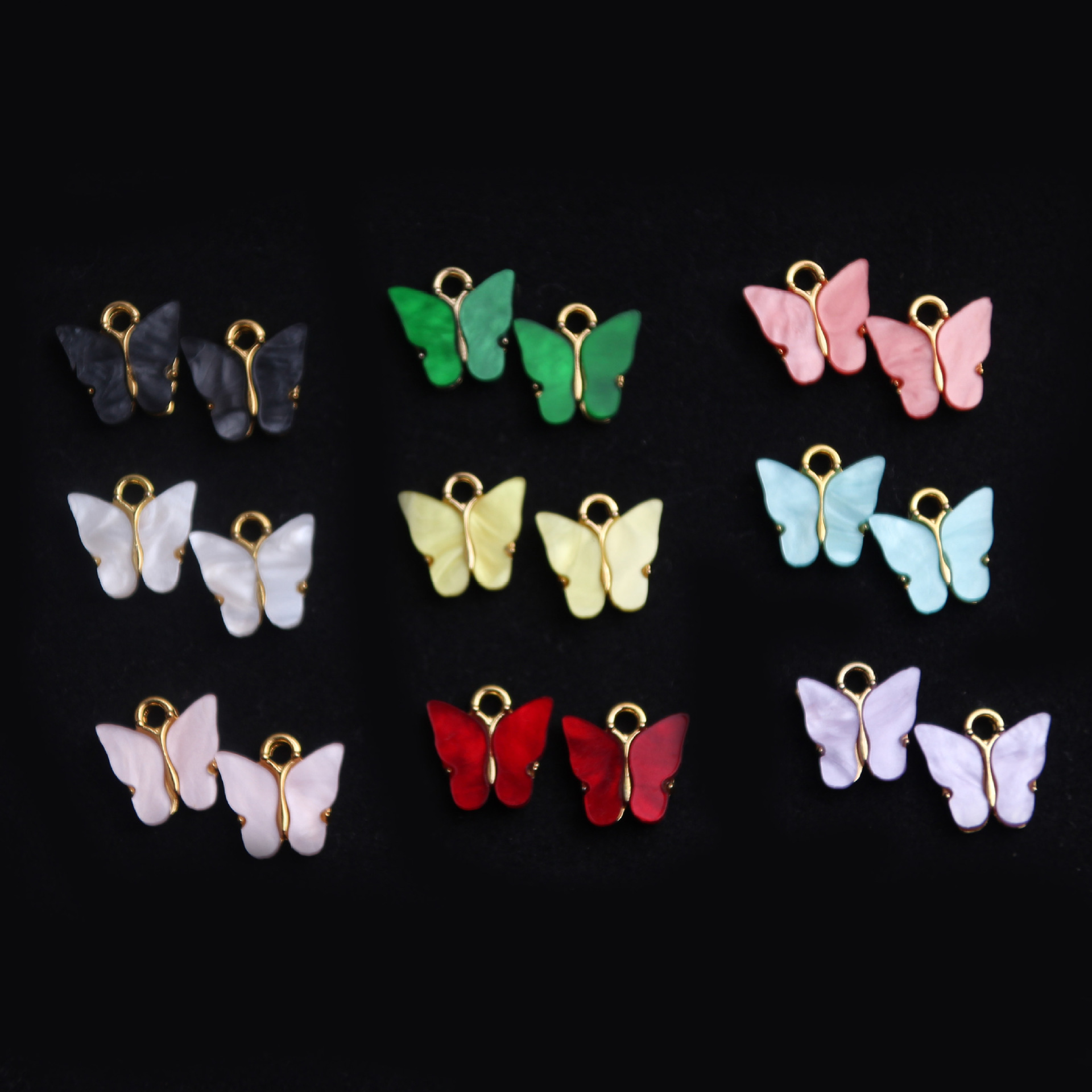 AliExpress Popular Acrylic Butterfly Earrings Alloy Color Pendant Earrings CrossBorder Whole