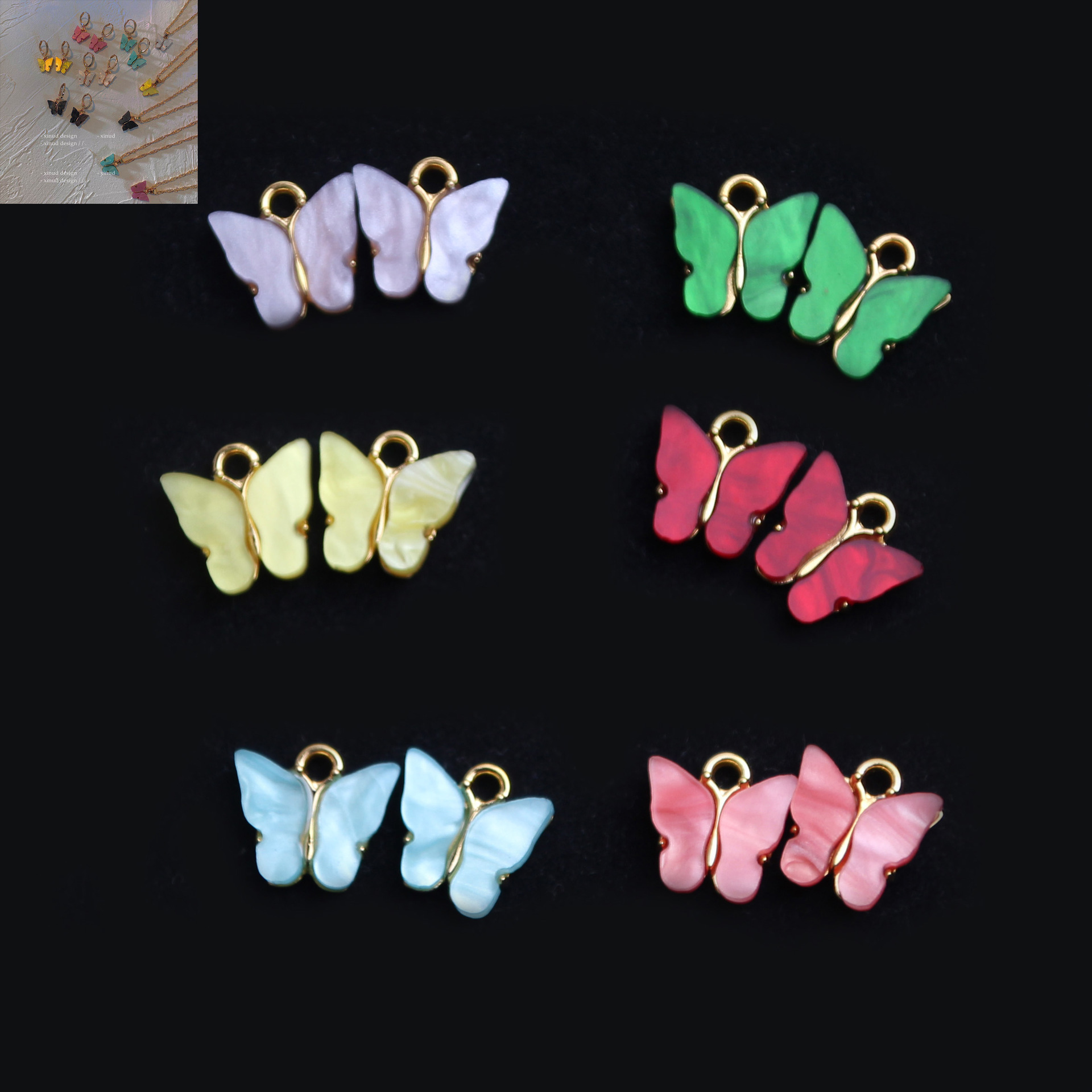 AliExpress Popular Acrylic Butterfly Earrings Alloy Color Pendant Earrings CrossBorder Whole