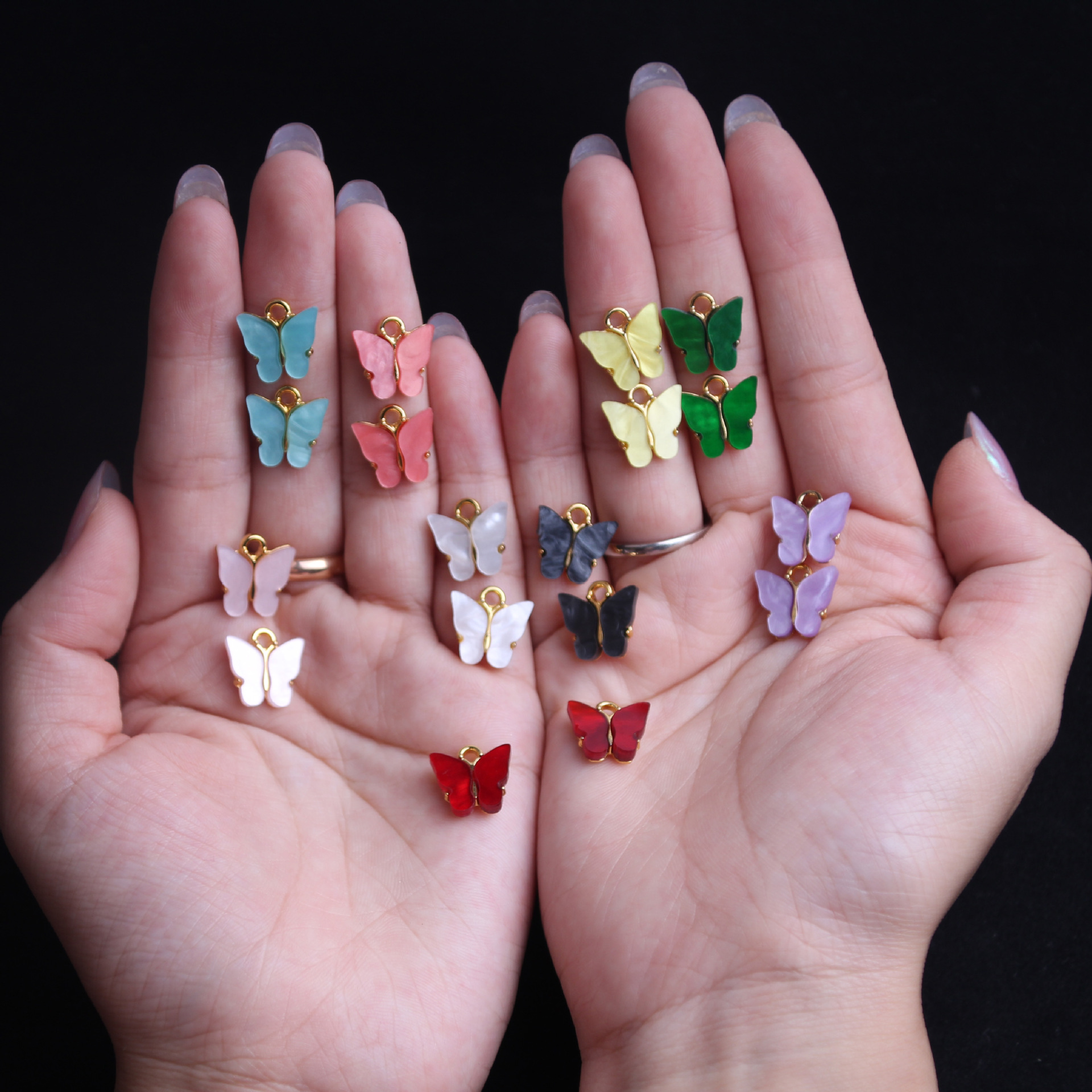 AliExpress Popular Acrylic Butterfly Earrings Alloy Color Pendant Earrings CrossBorder Whole