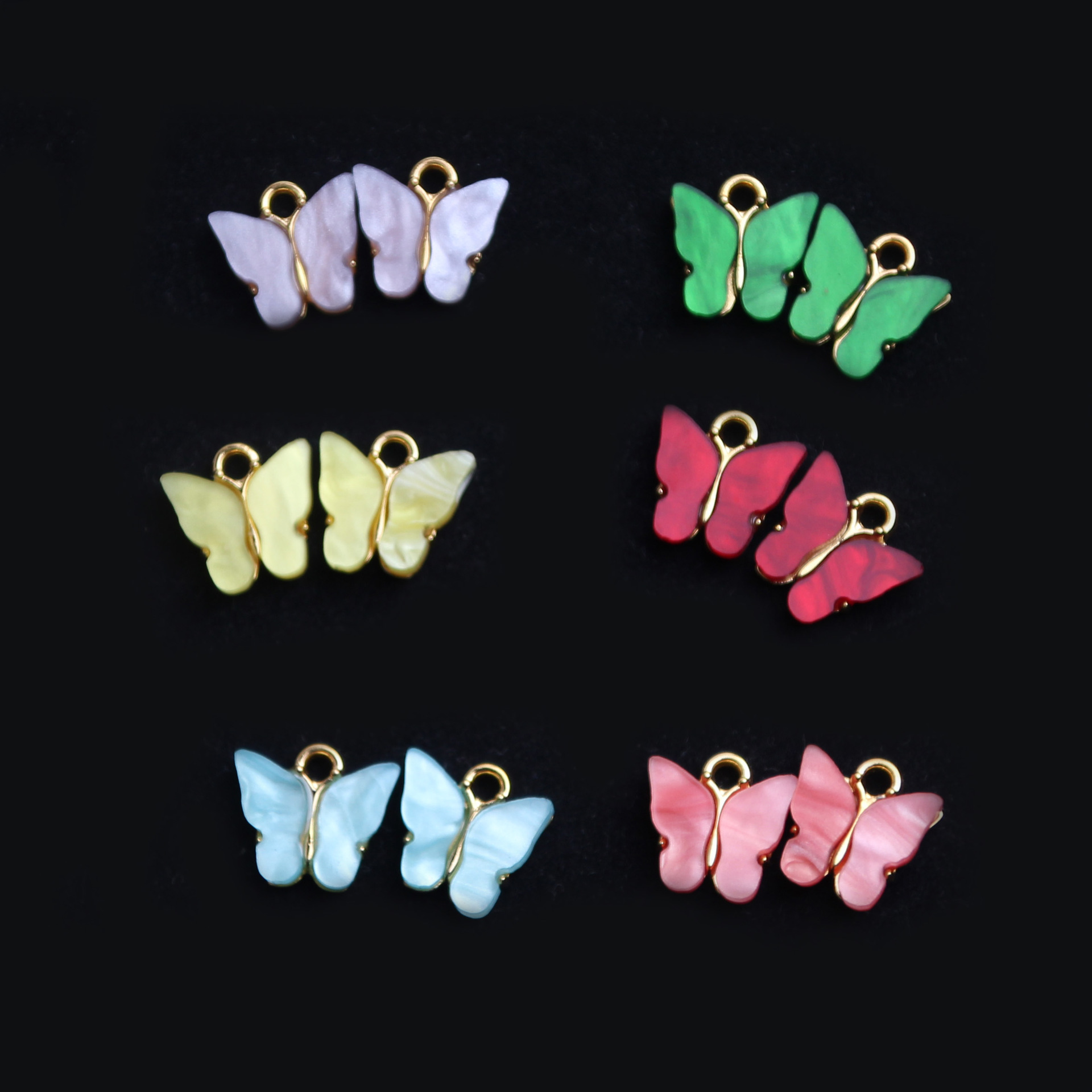 AliExpress Popular Acrylic Butterfly Earrings Alloy Color Pendant Earrings CrossBorder Whole