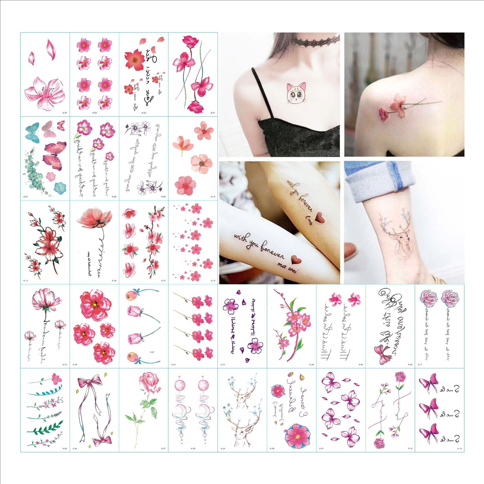 Fresh Tattoo Sticker Creative Cartoon Ins Style Finger Tattoo Sticker Letters Bianhua Eyebrow Stickers Customization