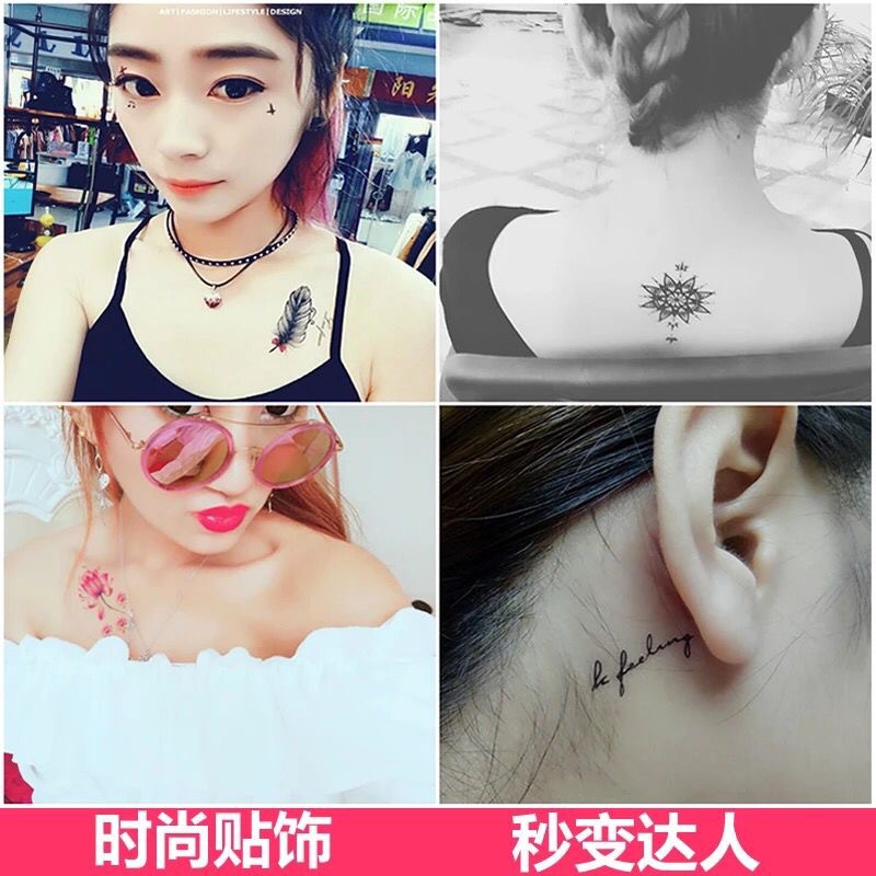 Fresh Tattoo Sticker Creative Cartoon Ins Style Finger Tattoo Sticker Letters Bianhua Eyebrow Stickers Customization